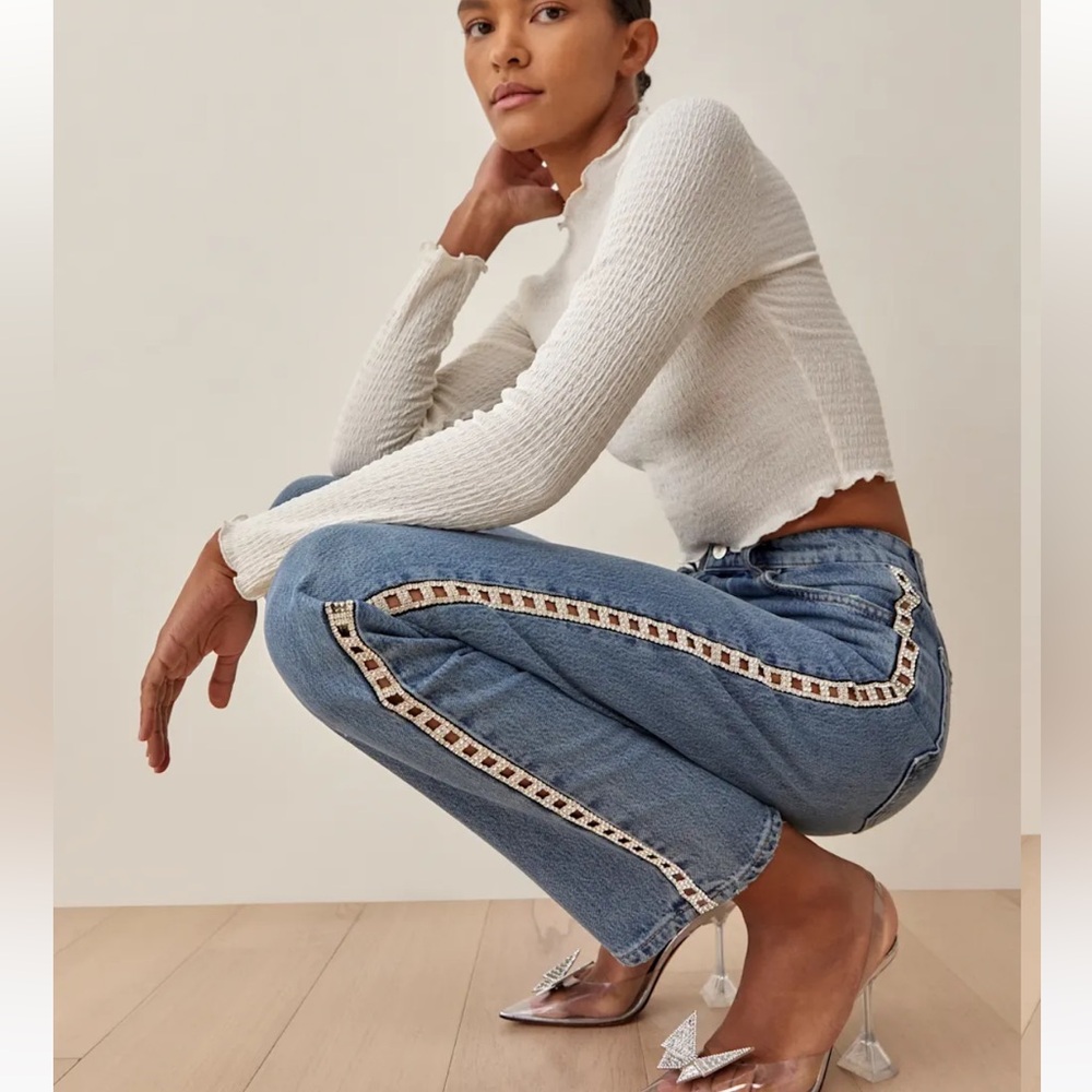NWT REFORMATION Crystal High Rise Straight Long Jean